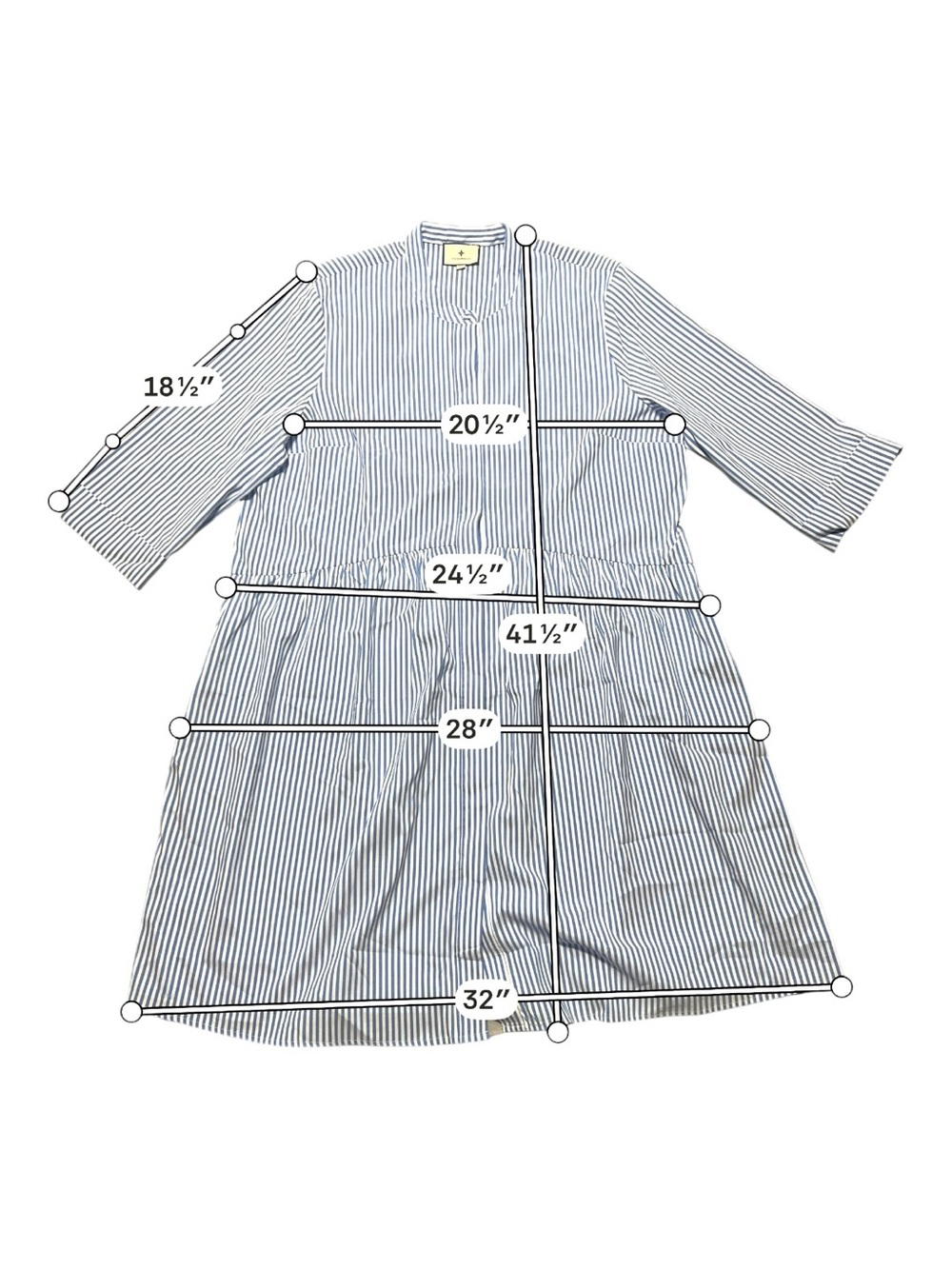 NWT Tuckernuck Women’s XXl Blue Stripe Royal Shirt Dress 3/4 Sleeves Preppy - Picture 4 of 8